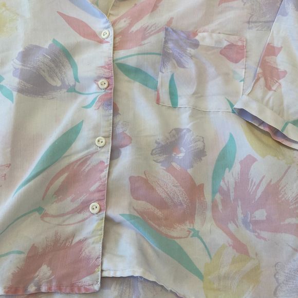 Vintage Ardmore size Medium Made in USA Pastel Garden Button Down Shirt - Picture 5 of 9
